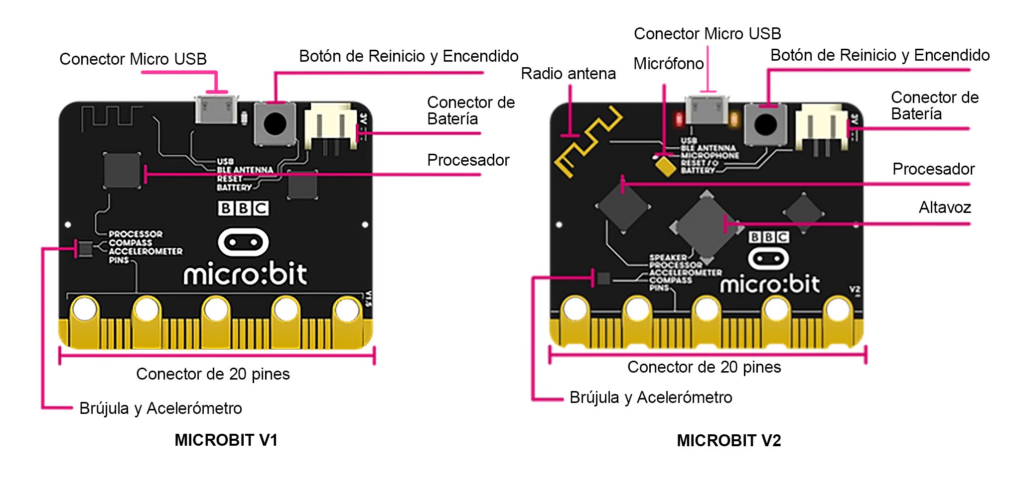 partes de la cara frontal de la placa