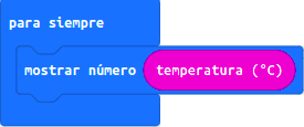 Imagen que describe los bloques de mostrar valor de sensores en matriz de MakeCode