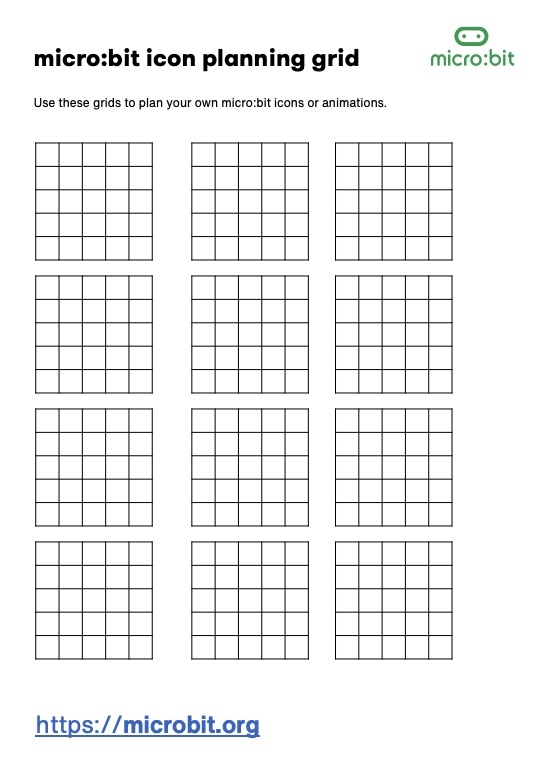 Imagen que representa una plantilla para diseñar iconos en la matriz de led de la micro:bit