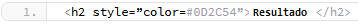 Imagen con el atributo color modificando a la etiqueta h2 con los valores #0D2C54